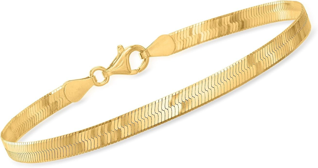 Ross-Simons Italian 4mm 18kt Gold Over Sterling Herringbone Bracelet | Amazon (US)