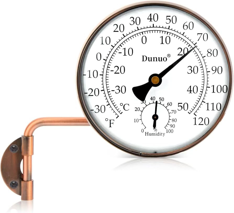 Dunuo 4-Inch Copper Outdoor Thermometer - Analog Temperature Gauge for Patio, Greenhouse and Gara... | Amazon (US)