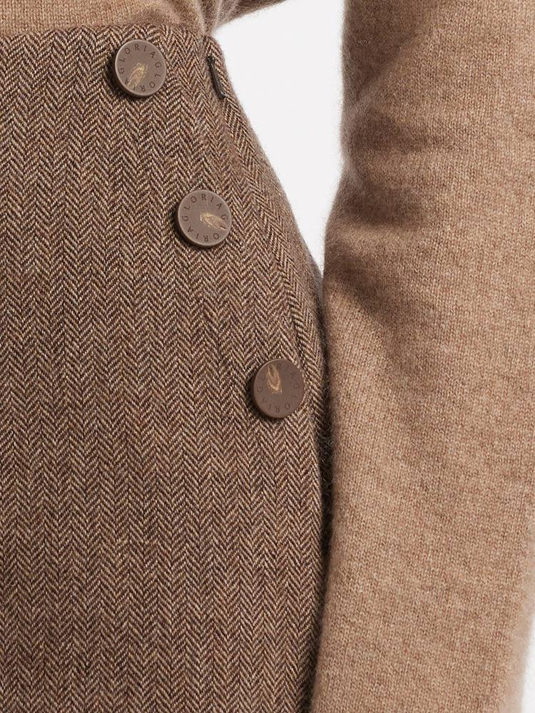 Braune Tweed-Wollshorts | GOELIA