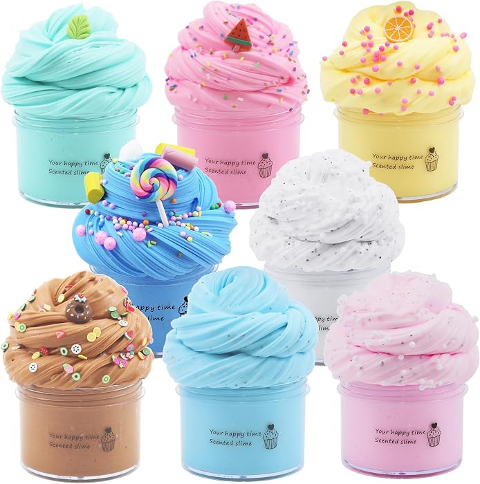 8 Pack Butter Slime Kit for Girls,Party Favors Stretchy and Non-Sticky, Stress Relief Toy for Boy... | Amazon (US)