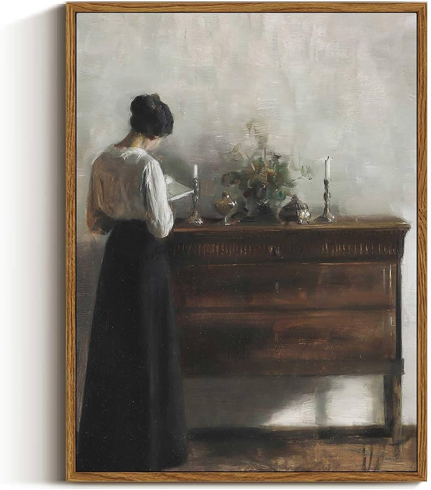 VIYYIEA Framed Wall Art Vintage Decor, Classical Reading Woman Portrait Painting, Retro Bathroom ... | Amazon (US)