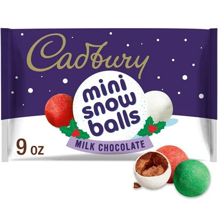Cadbury Mini Snowballs Milk Chocolate Christmas Candy, Bag 9 oz | Walmart (US)