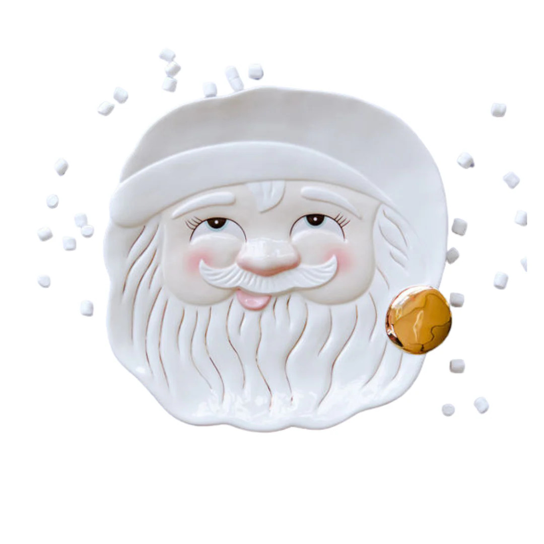 Cream Papa Noel Platter | Pink Antlers