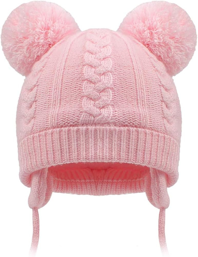 Duoyeree Baby Beanie with Pom-pom Ears Newborn Earflap Hat for Toddler Boys Girls | Amazon (US)