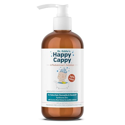 Happy Cappy Medicated Shampoo and Body Wash- Baby Dandruff Shampoo, Helps Cradle Cap and Seborrheic Dermatitis, Reduces Flakes and Redness, Dermatologist Tested, Fragrance-Free - 8 Fl Oz | Amazon (US)