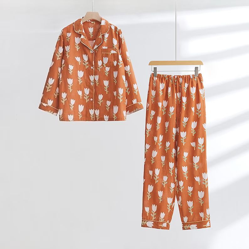 Cotton Cottagecore pajama set, Women PJS | Etsy (US)