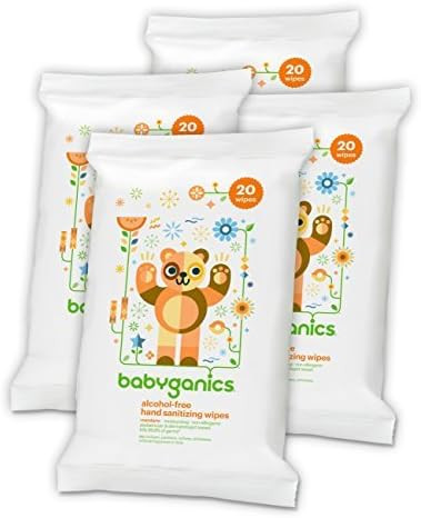 Babyganics Alcohol-Free Hand Sanitizer Wipes, Mandarin, 20 ct, 4 Pack, Packaging May Vary | Amazon (US)