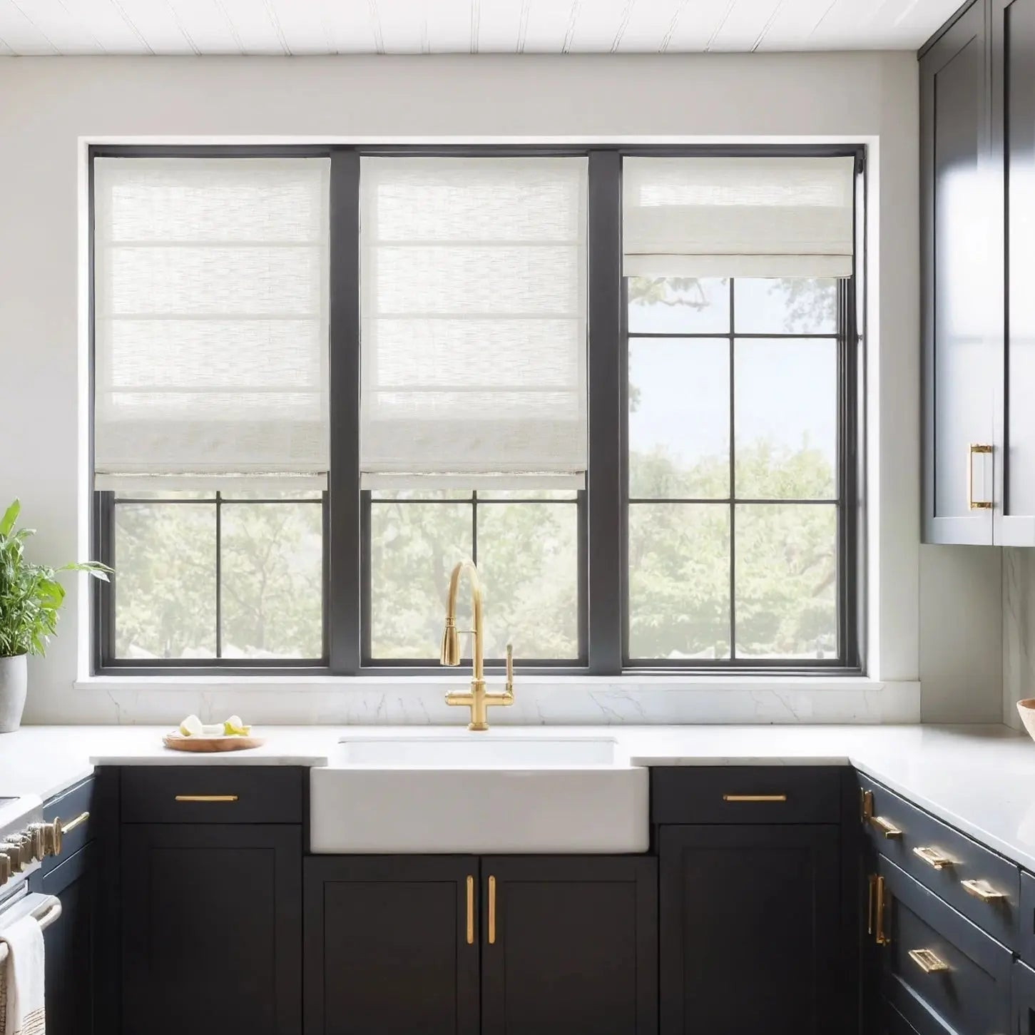 Kyla Linen Blend Roman Shade Cordless - Warm White K1009 | TWOPAGES