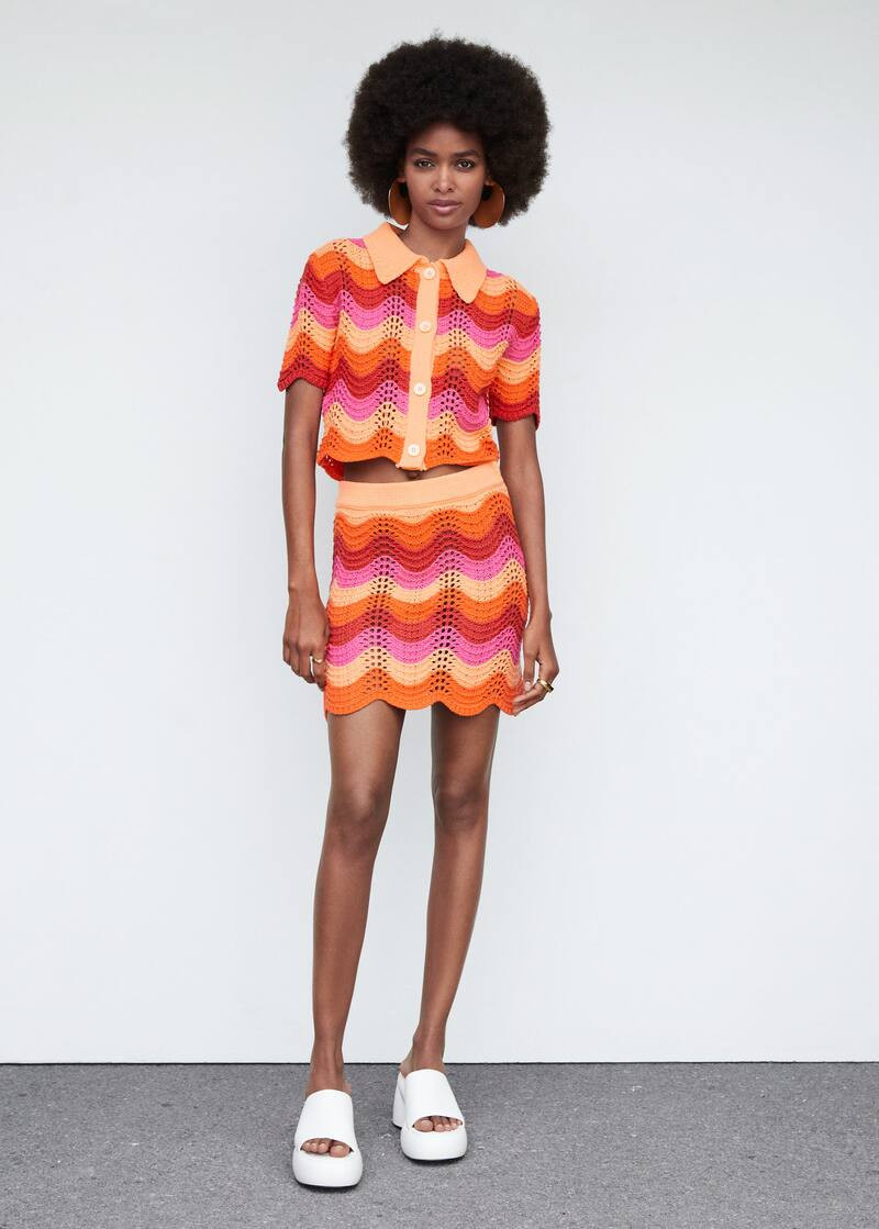 Openwork knit polo neck sweater -  Women | Mango USA | MANGO (US)