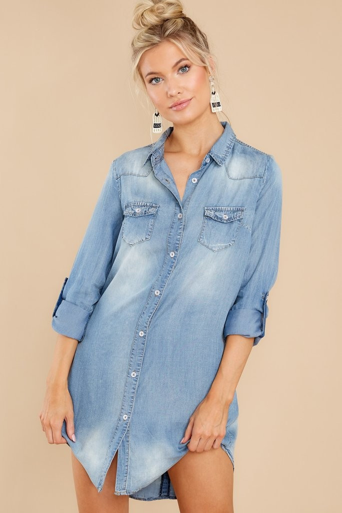 Catch Me Later Chambray Dress | Red Dress 