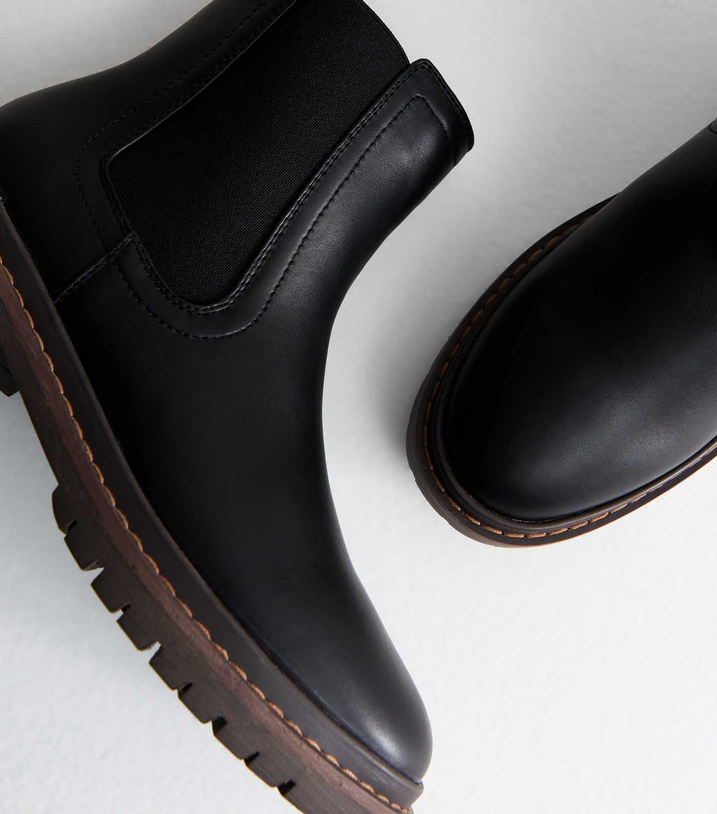 Black Faux Leather Chunky Chelsea Boots | New Look | New Look (UK)