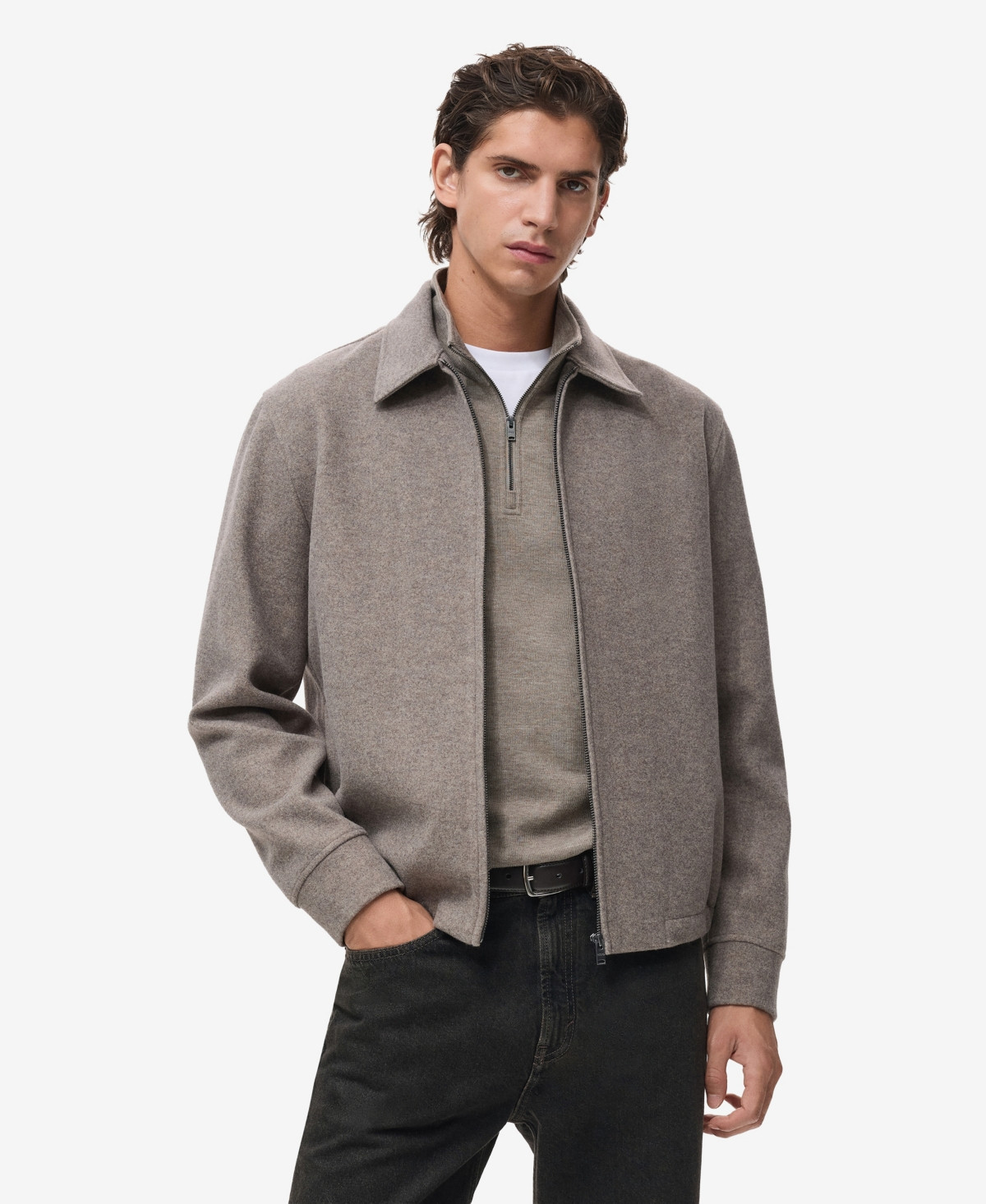Mango Men's Zipper Wool Jacket - Medium Brown | Macy's
