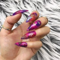 Milky Way Purple Pink Fuchsia Blend Glitter Press On Nails | On Nails Any Shape Fake False Glue Nailes | Etsy (US)