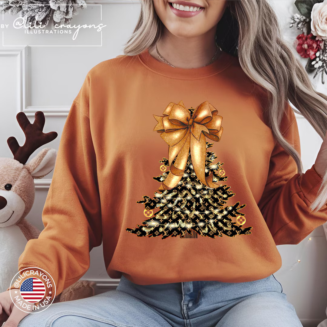 Luxury Christmas Tree Sweatshirt, Christmas Tree Bow Shirt, New Year Sweatshirt, Xmas Party Sweat... | Etsy (US)