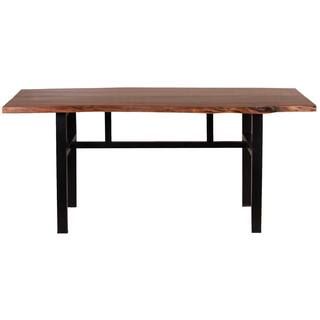 AmeriHome 71 in. Acacia Wood Rectangle Live Edge Trestle Cherry Dining Table (Seats 8), Red | The Home Depot