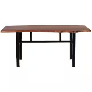 AmeriHome 71 in. Acacia Wood Rectangle Live Edge Trestle Cherry Dining Table (Seats 8), Red | The Home Depot