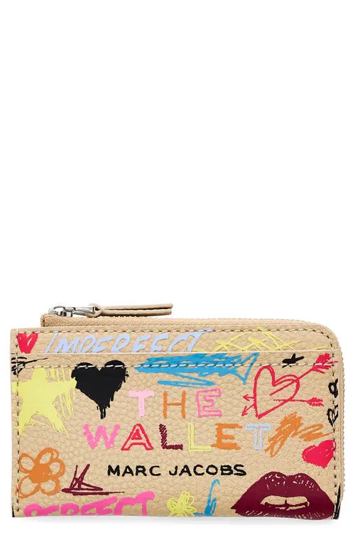 Marc Jacobs The Punk Scribble Top Zip Multi Wallet in Beige Multi at Nordstrom | Nordstrom