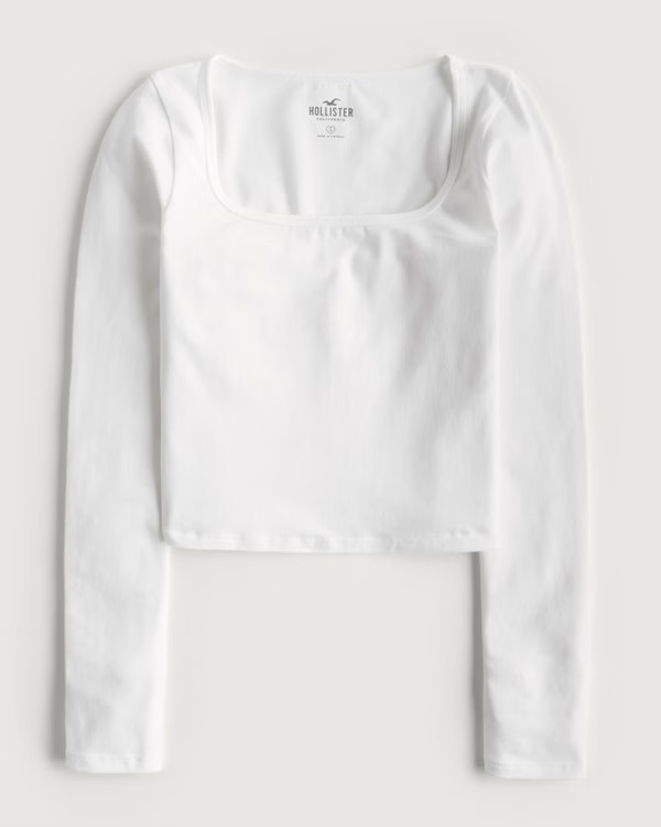 Women's Long-Sleeve Square-Neck Top | Women's Tops | HollisterCo.com | Hollister (US)