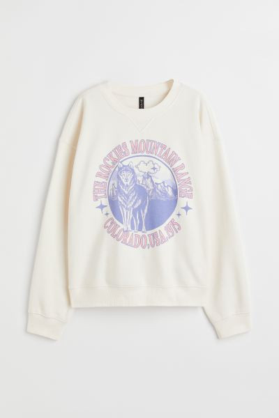 Sweatshirt - Cream/wolf - Ladies | H&M US | H&M (US + CA)