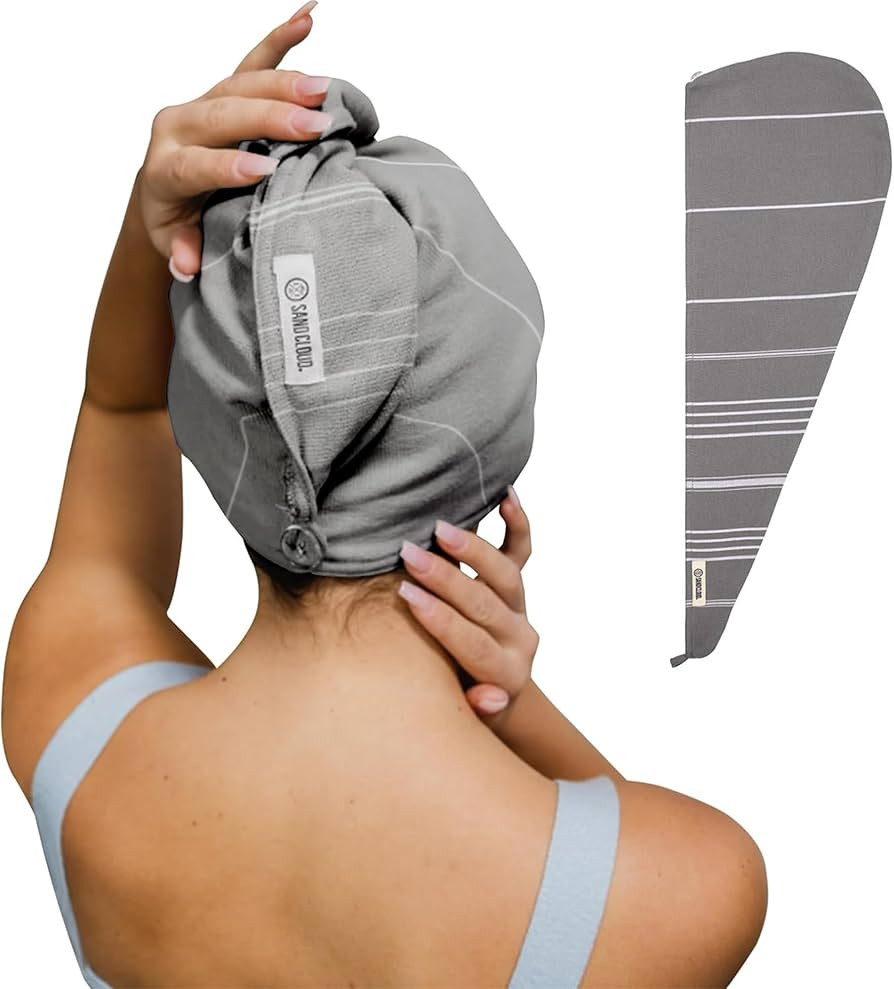 Sand Cloud Hair Towel Wrap for Women & Men, (Grey, Classic) - 100% Turkish Cotton Quick Hair Dryi... | Amazon (US)