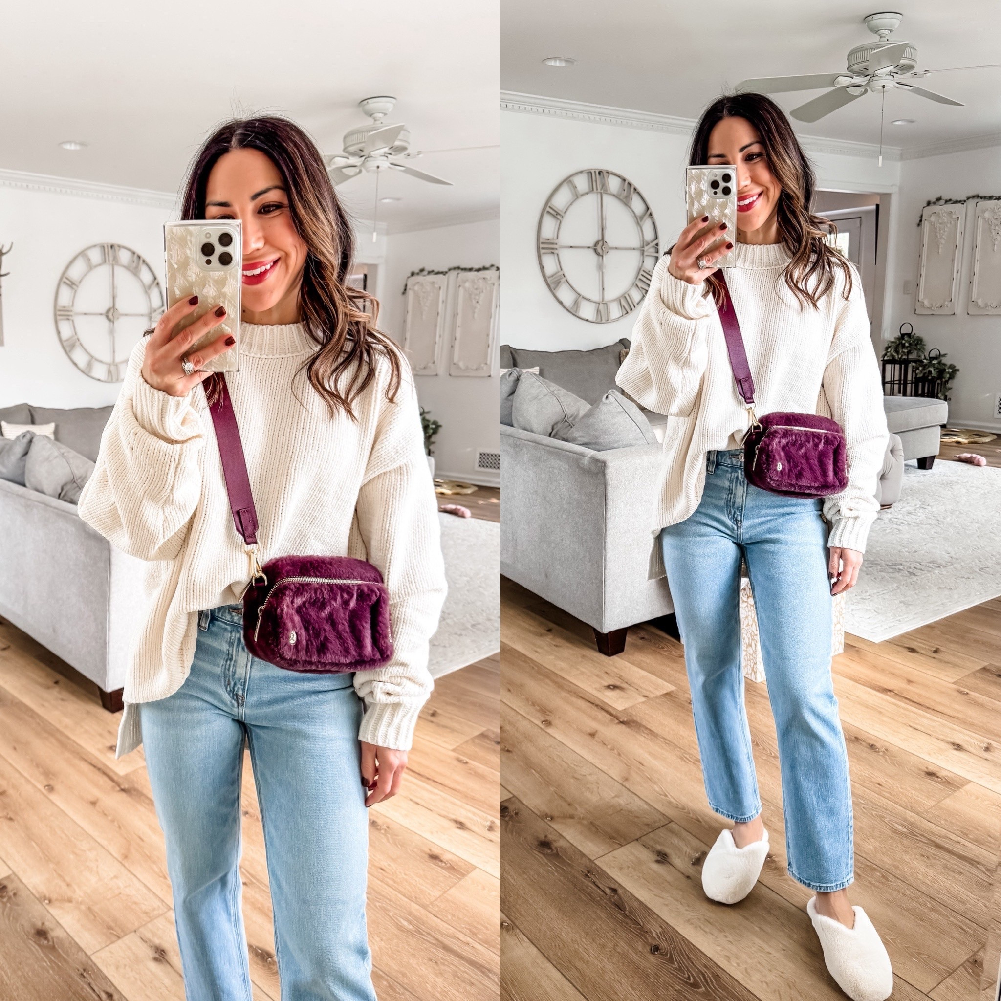 Wearing small chenille sweater, jeans 👖 X-short. Shoes TTS. Faux fur bag, Crossbody bag

#LTKOver40 #LTKFindsUnder50 #LTKSaleAlert