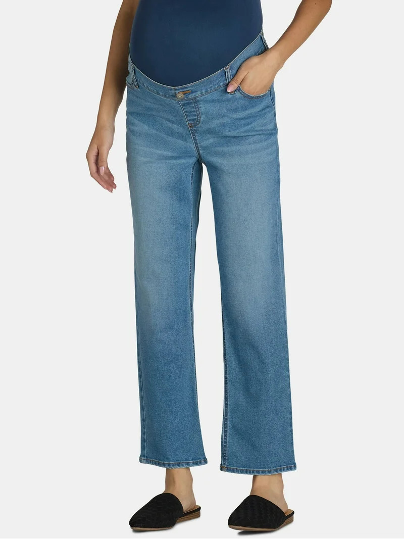 Time and Tru Women's Maternity Straight Leg Jeans, 27" Inseam, Sizes S-XXL | Walmart (US)