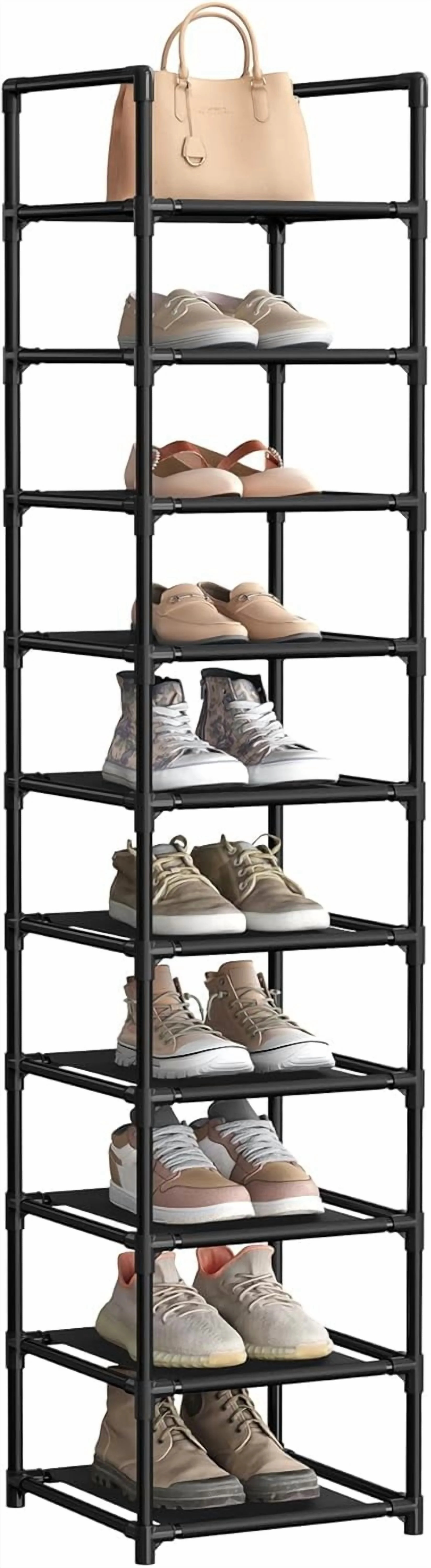 Shoe Rack, 10 Tier Shoe Shelf, Shoe Storage Organizer, Space-Saving, 13 x 13 x 68.1 Inches, Metal... | Walmart (US)