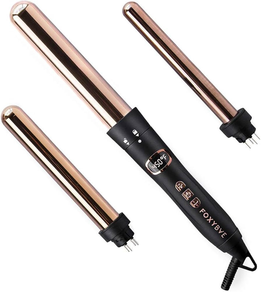 FoxyBae Rose Gold 3-in-1 Curling Wand - Ionic Professional Curling Iron with Negative Ion & Tempe... | Amazon (US)