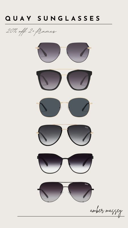 Quay sunglasses are on sale! 20% off 2+ frames!

Summer accessories, summer sunglasses, casual style, mom outfit essentials 

#LTKSaleAlert #LTKFindsUnder100 #LTKFindsUnder50