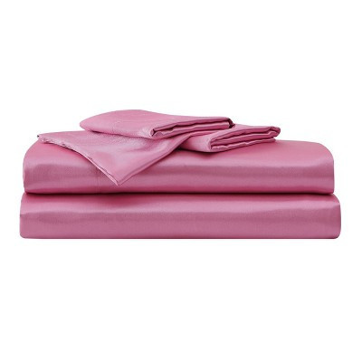 Queen Solid Satin Sheet Set Pink - Betseyville | Target