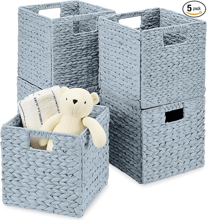 Best Choice Products 10.5x10.5in Pack of 5 Cube Storage Baskets, Water Hyacinth Multipurpose Coll... | Amazon (US)