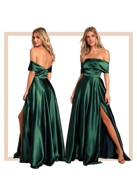 Green satin off the shoulder holiday party maxi dress

#LTKHoliday #LTKstyletip #LTKparties