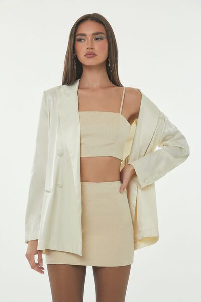 Satin Double-Breasted Blazer | Forever 21