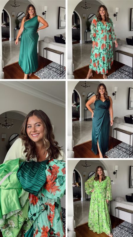 4 spring wedding guest options. Which one is your favorite? Dress sizing from top left to bottom right:

Pleated one shoulder- XL
Long sleeve floral- 1X
Green v-neck- 14W/18
Green floral maxi- 18

Use code CARALYN10 at Spanx. 

#LTKmidsize #LTKstyletip #LTKwedding