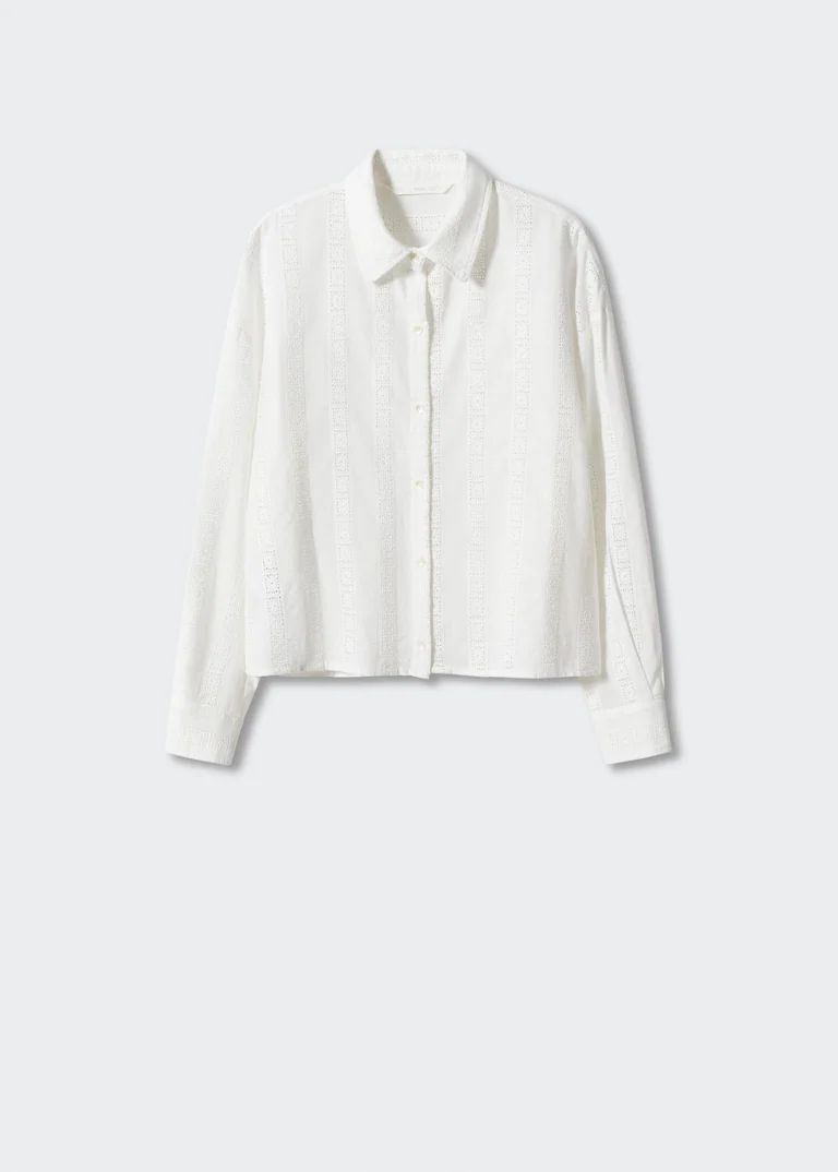 Embroidered cotton shirt -  Women | Mango USA | MANGO (US)