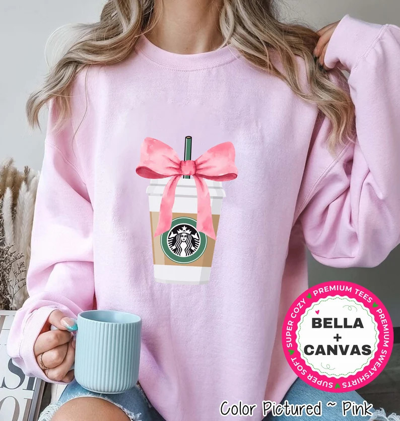Fancy Coffee Girly Sweatshirt, Coquette Pink Bow Fancy Coffee Shirt,mother's Day Shirt,preppy Gir... | Etsy (US)