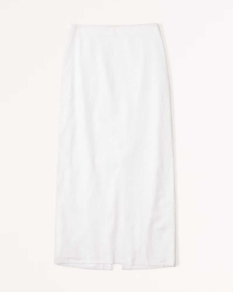 Linen-Blend Column Maxi Skirt | Abercrombie & Fitch (US)