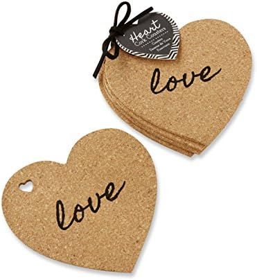 Kate Aspen Heart Cork Coasters, Set of 4 | Amazon (US)