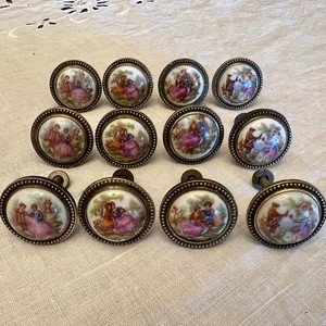 12 Antique Brass Furniture Handles With a Porcelain Medallion Inspired by the Graphic Designs of ... | Etsy (US)