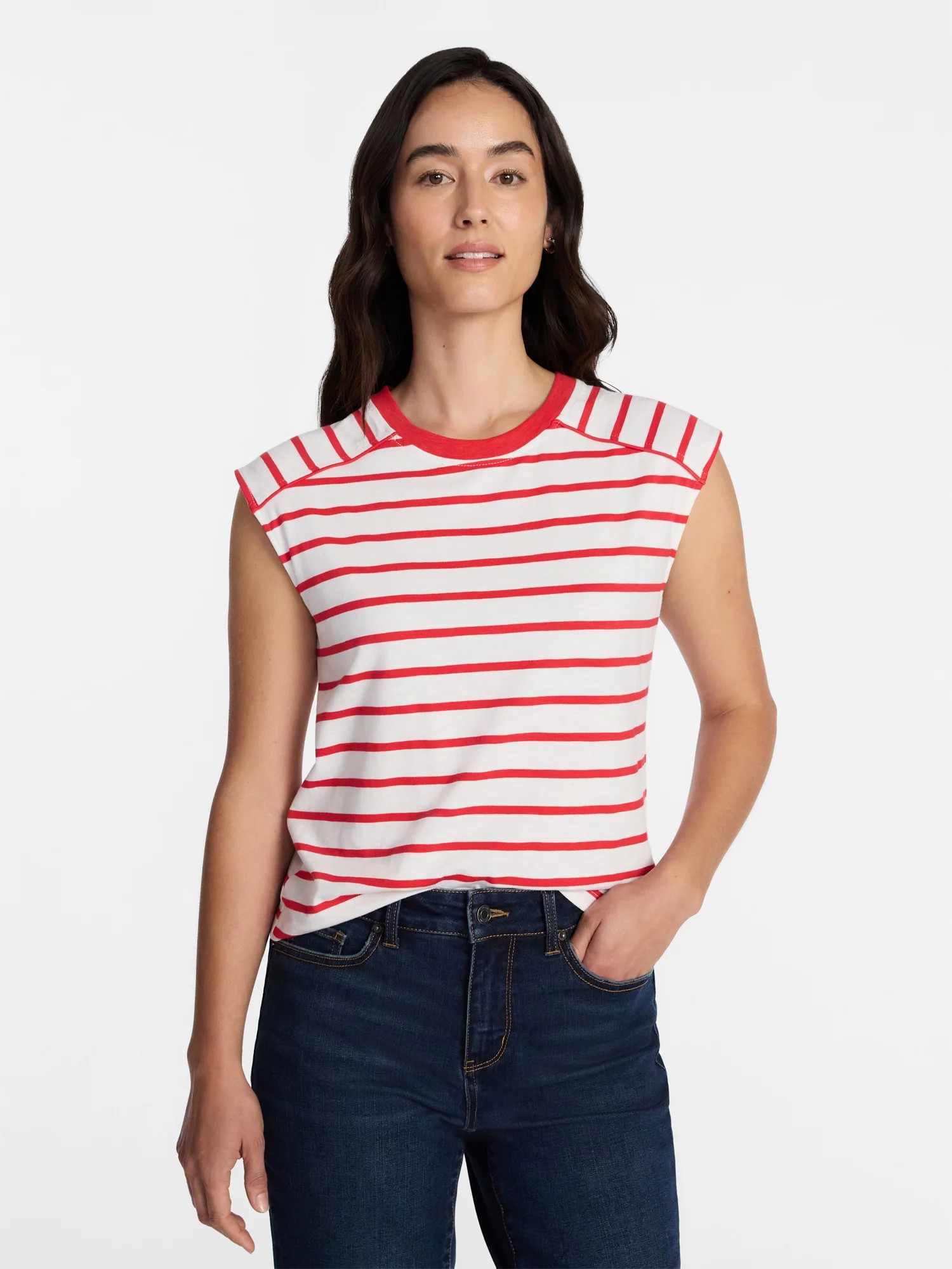 Time and Tru Women's Muscle Tank Top with Piped Trim, Sizes XS-XXXL - Walmart.com | Walmart (US)