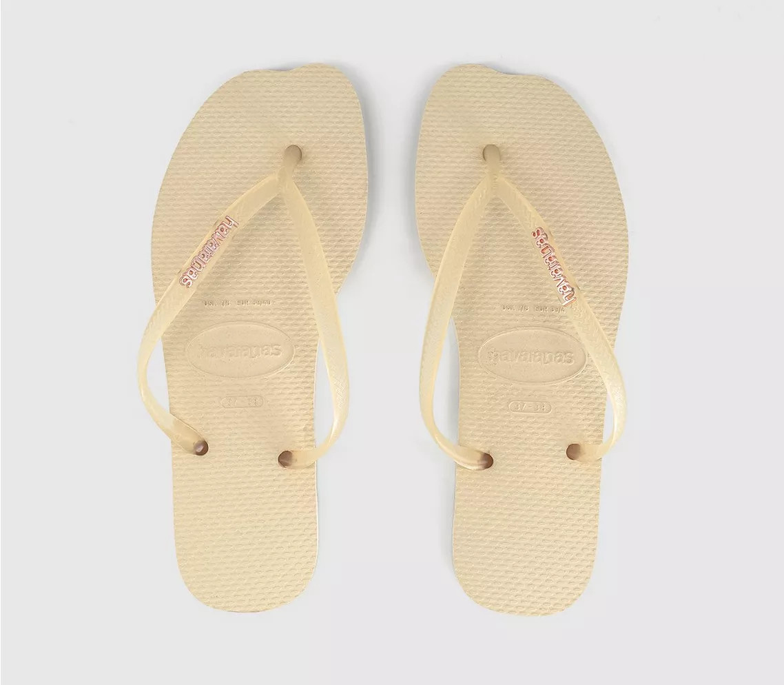 Havaianas Slim Split Flip Flops Buttercream - Women’s Sandals | Office Shoes (UK)