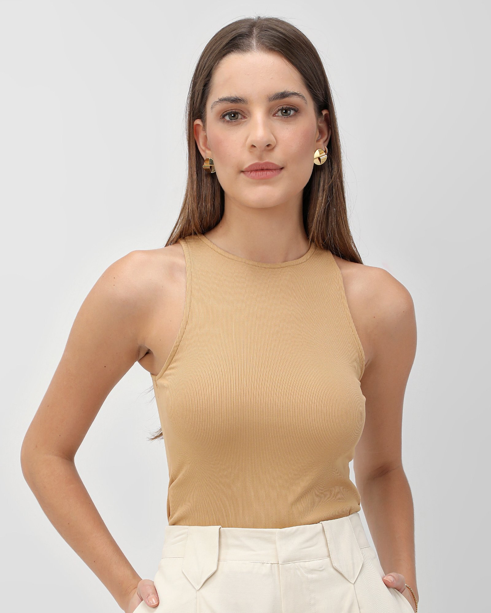 Regata feminina canelada básica bege | AK by Riachuelo | Riachuelo (BR)