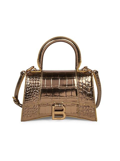 Hourglass Croc-Embossed Top Handle Bag | Saks Fifth Avenue