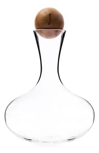 Cathy's Concepts Monogram Glass Wine Decanter & Wood Stopper, Size One Size - White | Nordstrom
