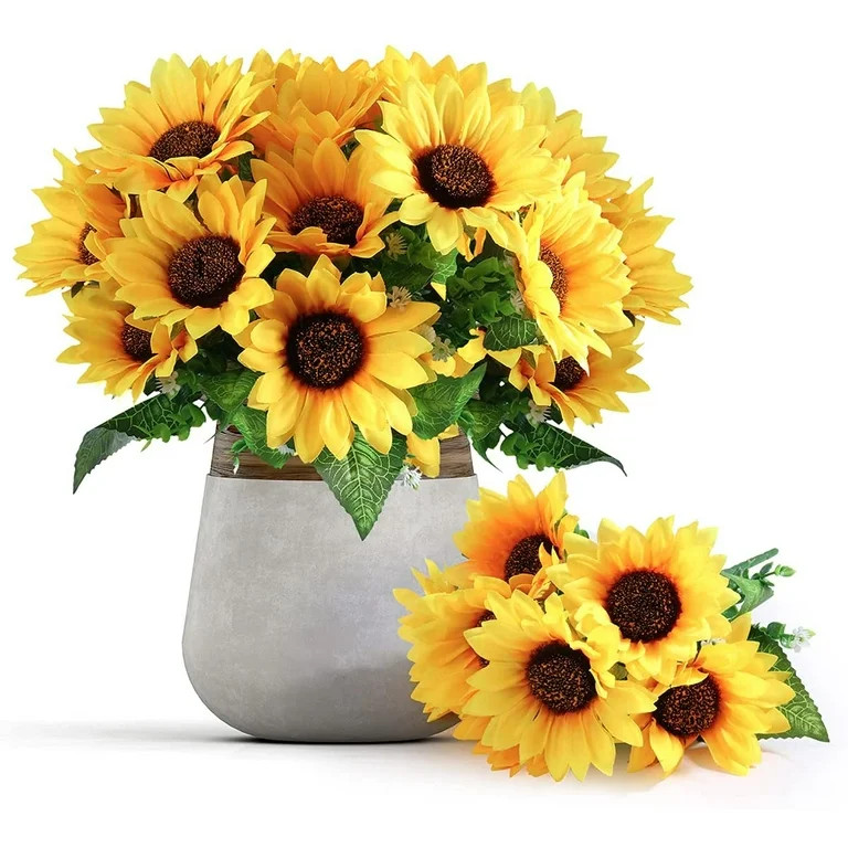 Mocoosy 4 Bunches Artificial Sunflower Bouquets, Fake Sunflowers with Stems, Silk Wildflowers Rea... | Walmart (US)