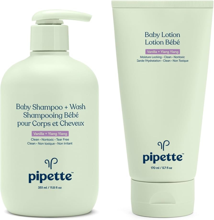 Pipette Vanilla + Ylang Ylang Baby Shampoo + Wash and Baby Lotion Duo, Clean, Tear-Free Bath Time... | Amazon (US)