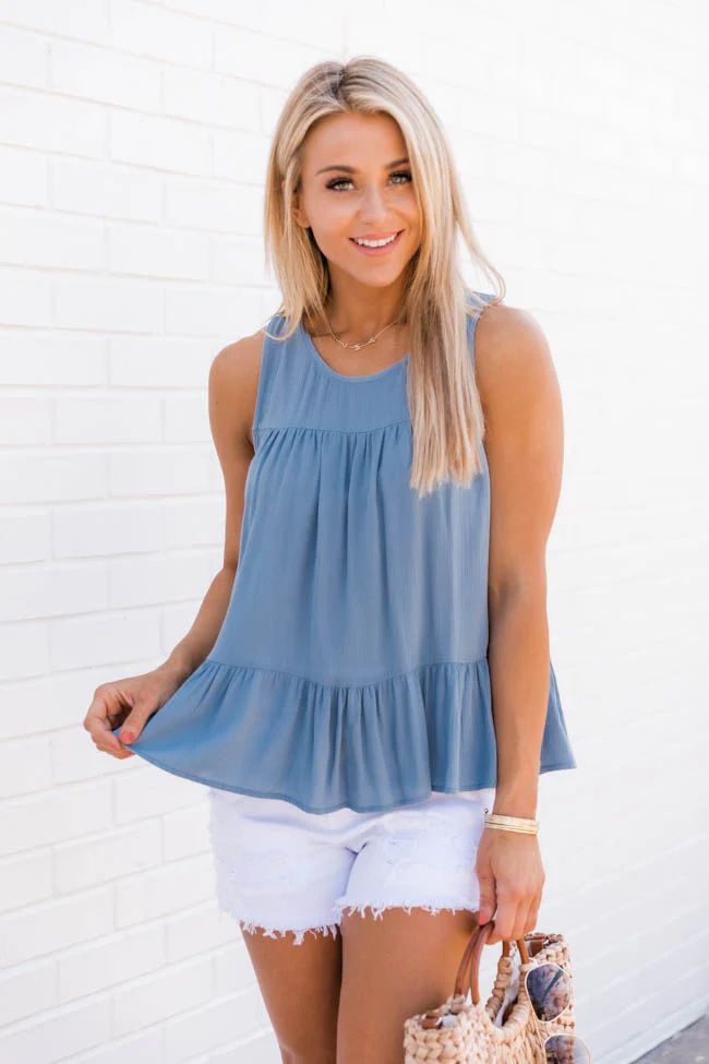 Breathless Dreaming Tiered Blue Tank | Pink Lily