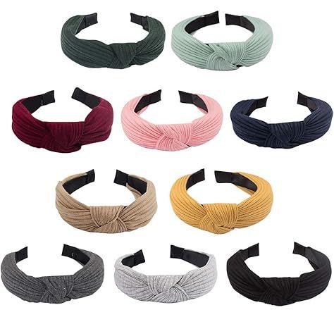 Knotted Headbands for Women Girls, Funtopia 9 Pcs Wide Plain Turban Headband Fashion Cross Knot H... | Amazon (US)