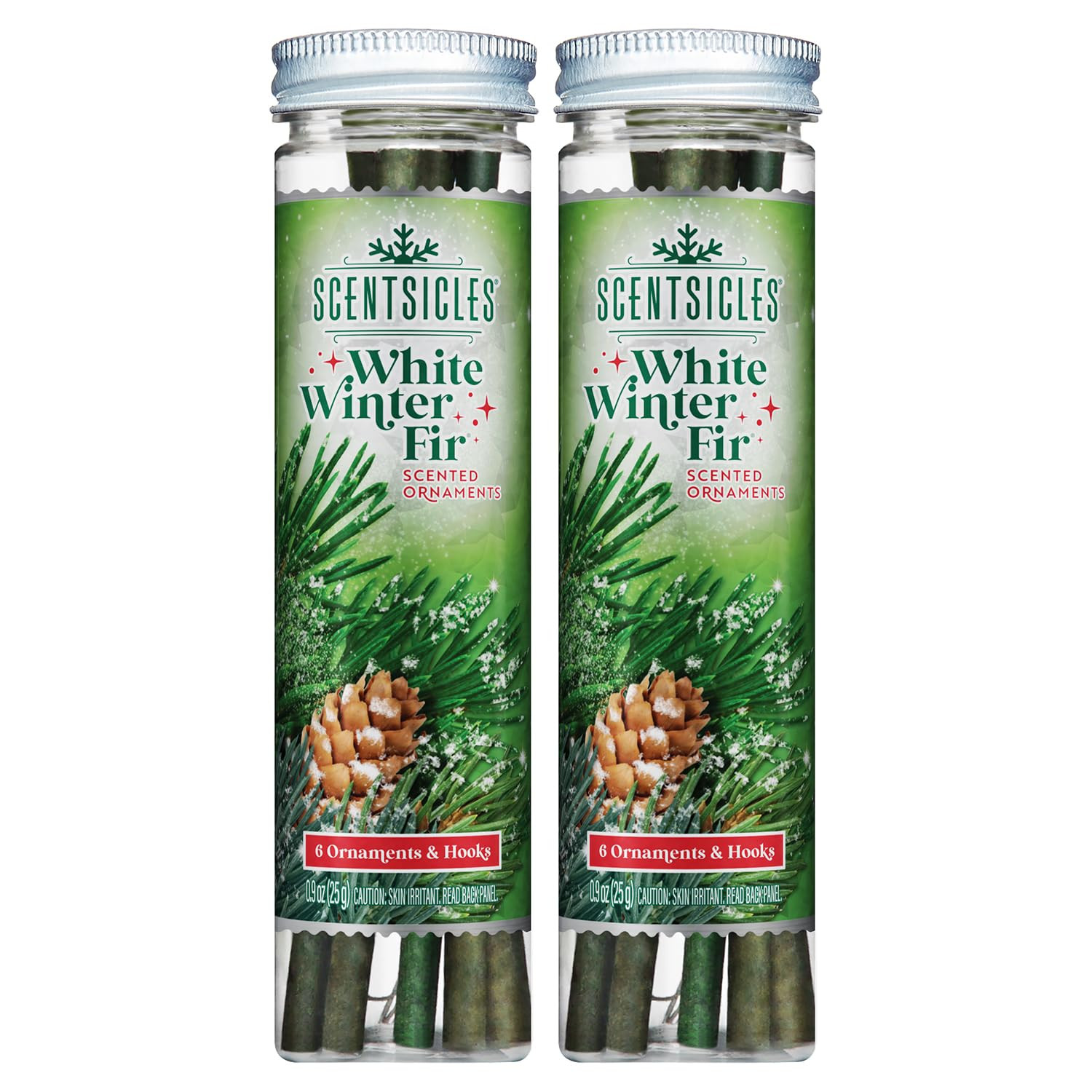 Scentsicles White Winter Fir Scented Christmas Tree Ornaments - 2 Bottles (12 Sticks Total) | Amazon (US)