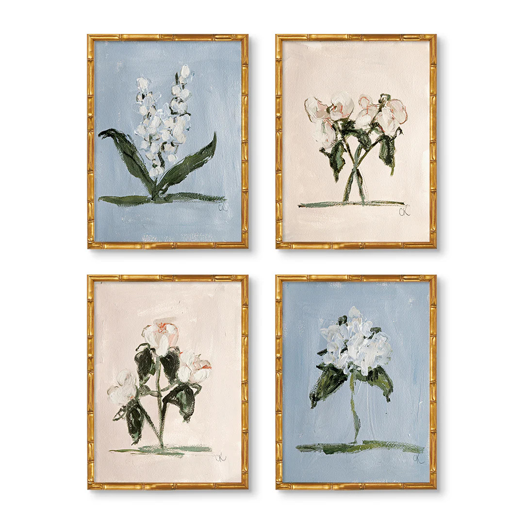 Pink & Blue Botanical Set of 4 by Cady Karras Art Prints | Urban Garden Prints